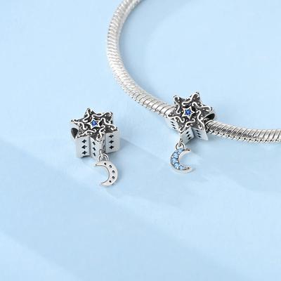 Original Charms Copper Retro Cursive Pattern Star Moon Beads Fit Platabracelets For Women Jewelry Making Gifts