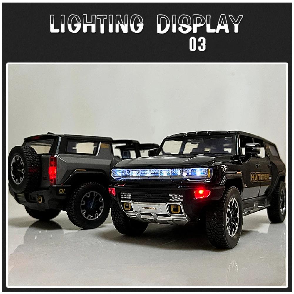 1/24 Hummer EV SUV Samochód terenowy ze stopu Metalowy model zabawki Dźwięk i światło Zabawka dla dzieci Kolekcjonerskie Prezenty urodzinowe
