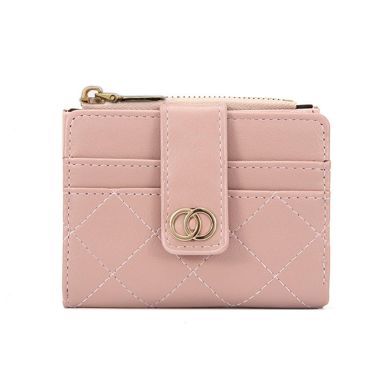 Women's Wallet Short Solid Color Wallet Card Bag Integrated Multi functional Zipper Zero Wallet
