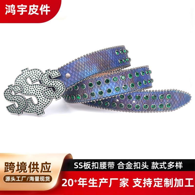 American Fashion Rhinestone Belt S Plate Y2K Style Unisex Men Women