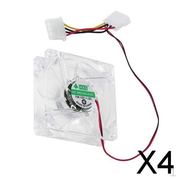 

4x Вентилятор для компьютера 4 LED 80мм 8025 Тихий ПК Компьютерный корпус Кулер Синий