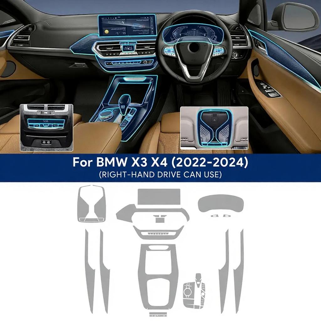 Car Interior Protective Film for BMW X3 X4 G01 G02 -2024 Navigation Panel Dashboard Auto Anti-scratch Sticker Transparent