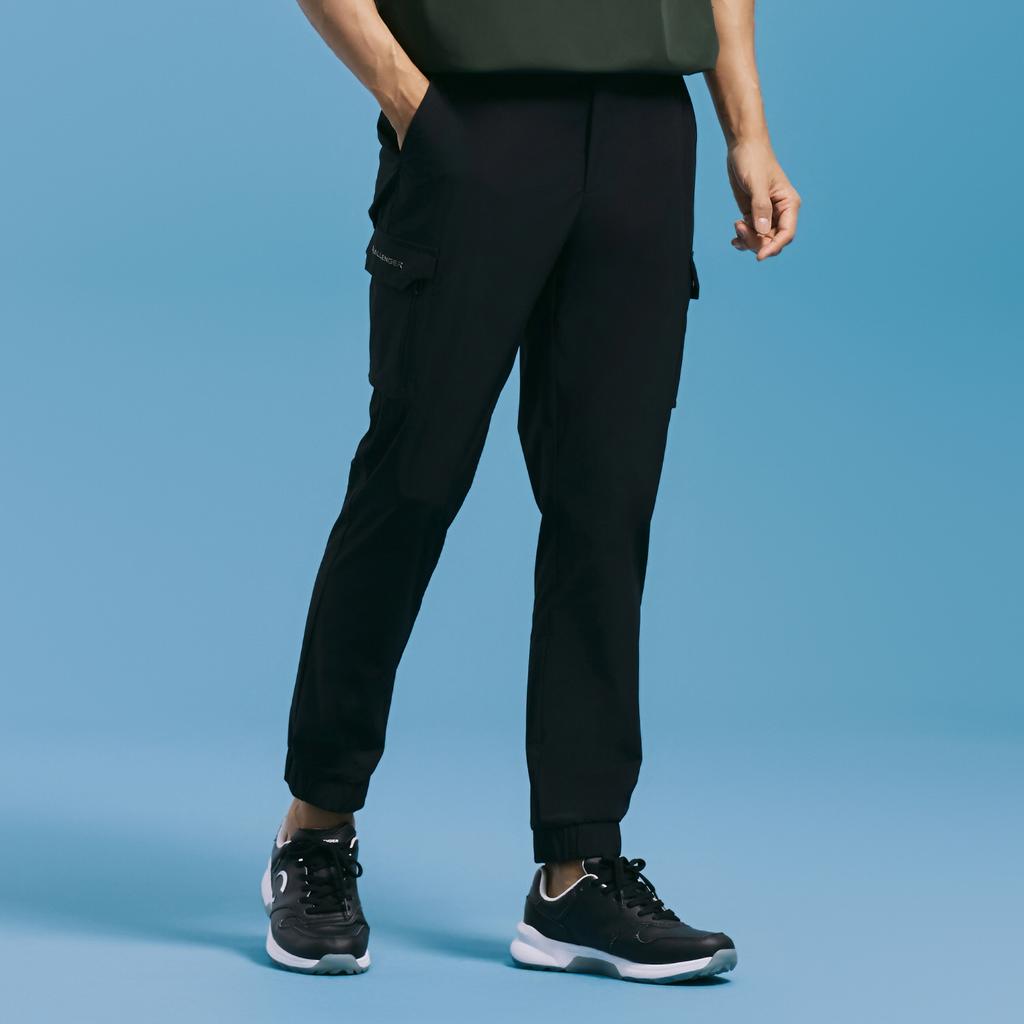 CHALLENGER Men'S Nylon Spandex Out-Pocket Cargo Jogger Pants Black