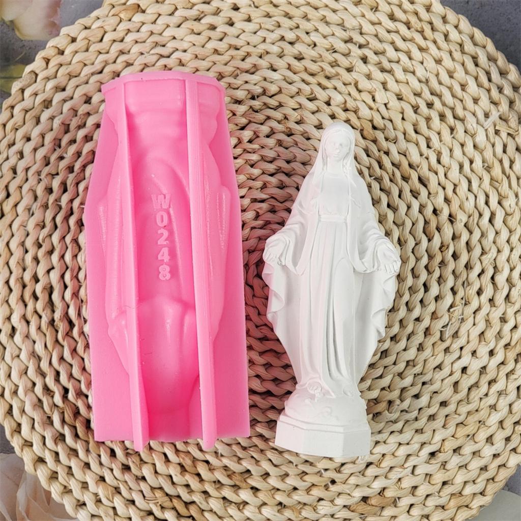 3D Silicone Mold, Soap Moulds Virgin Mary Fondant Cake Decorating Baking Tools Sculpture Aromatherapy Candle Silicone Mold DIY Tool