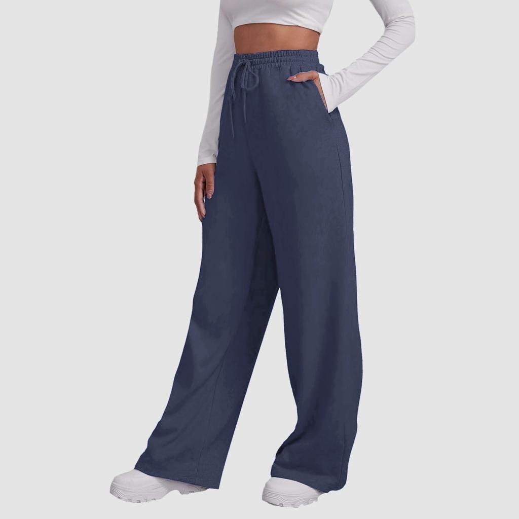 Damen-Jogginghose mit hoher Taille und weitem Bein, lässige Yoga-Jogginghose