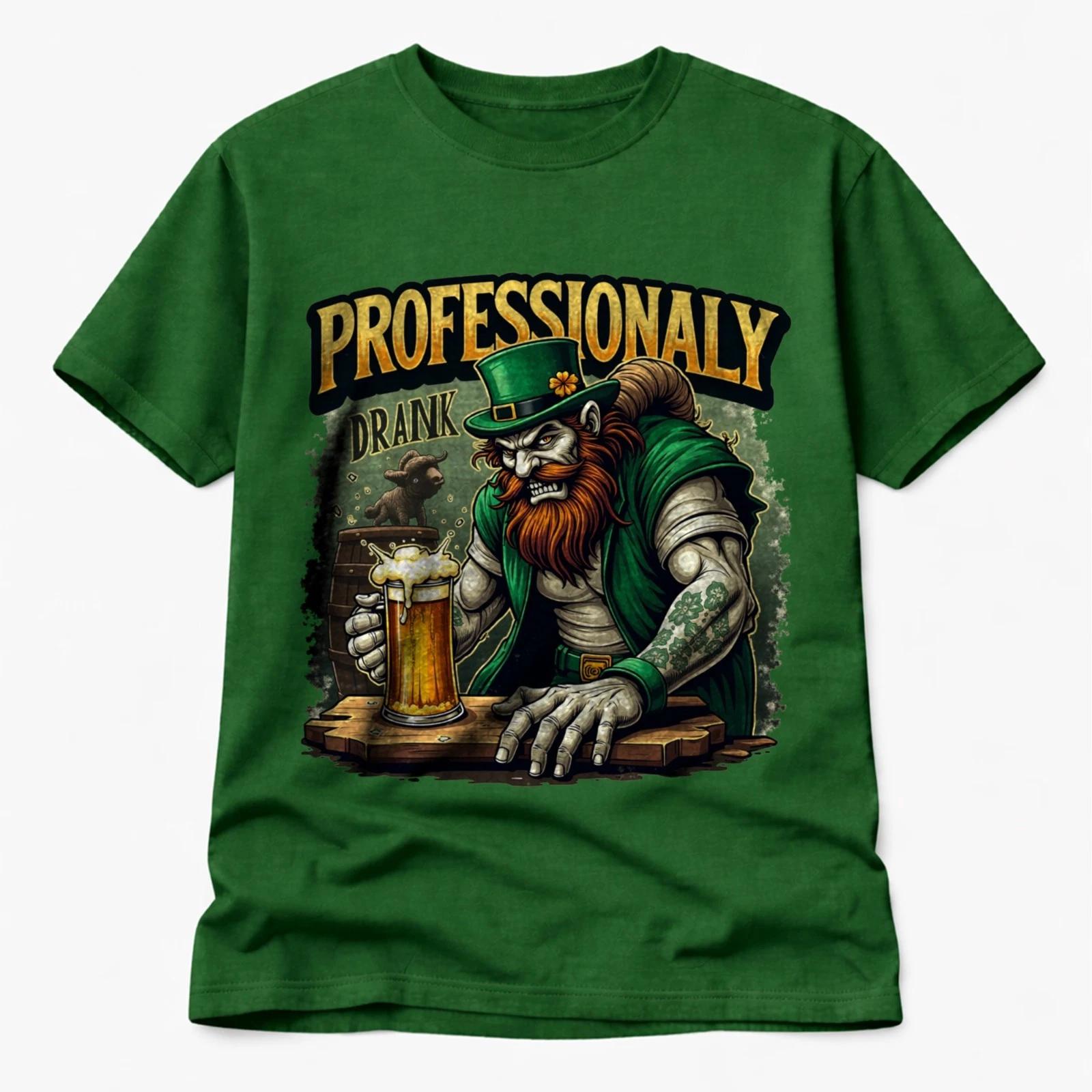 St Patricks Day Funny Beer T Shirt Professionally Drank Irish Pub Drinking Tee L