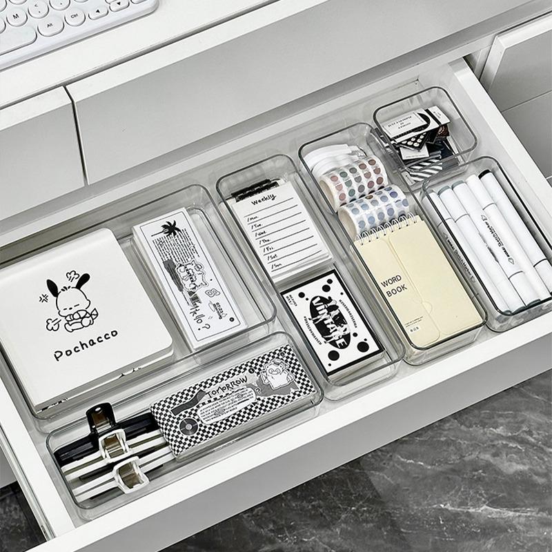 Acrylic Transparent Desk Drawer Organizer for Stationery and Cosmetics