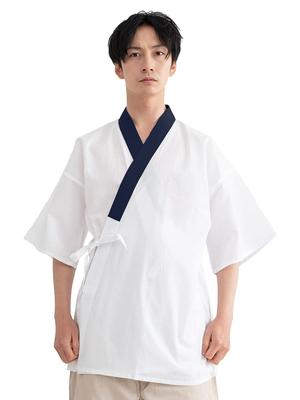 Kimono-Unterhemd für Herren [KYOETSU] Halbkragenschnitt (Marineblau, LL)