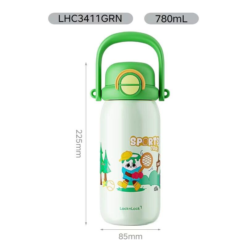 LOCK&LOCK Portable Cartoon Insulated Straw Water Bottle 780ML