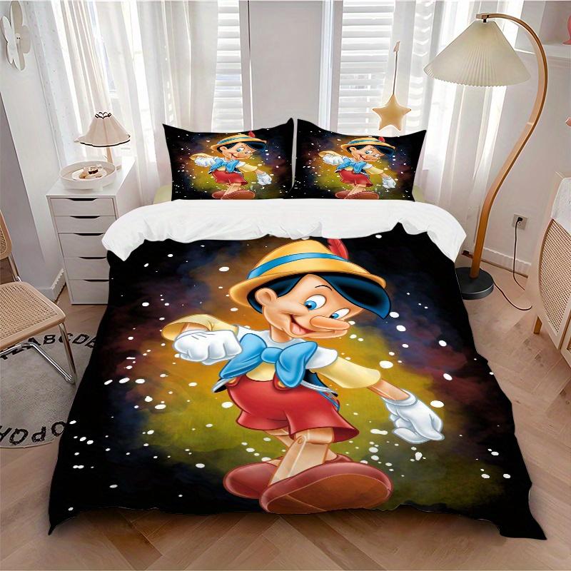 3pcs Cartoon Pinocchio Printed Bedding Set, Soft and Comfortable Quilt Cover for Bedroom, Guest Room (1 Duvet Cover + 2 Pillowcases, Pillow Core