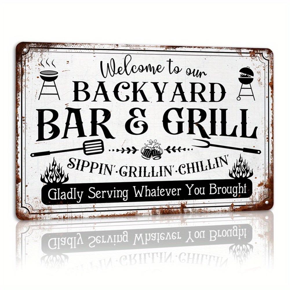 

1pc 8x12 Vintage Distressed Metal Tin Sign - Rustic BBQ Backyard Decor, Art for Patio Deck Farmhouse Party 20x30cm（7.8x11.8inch）