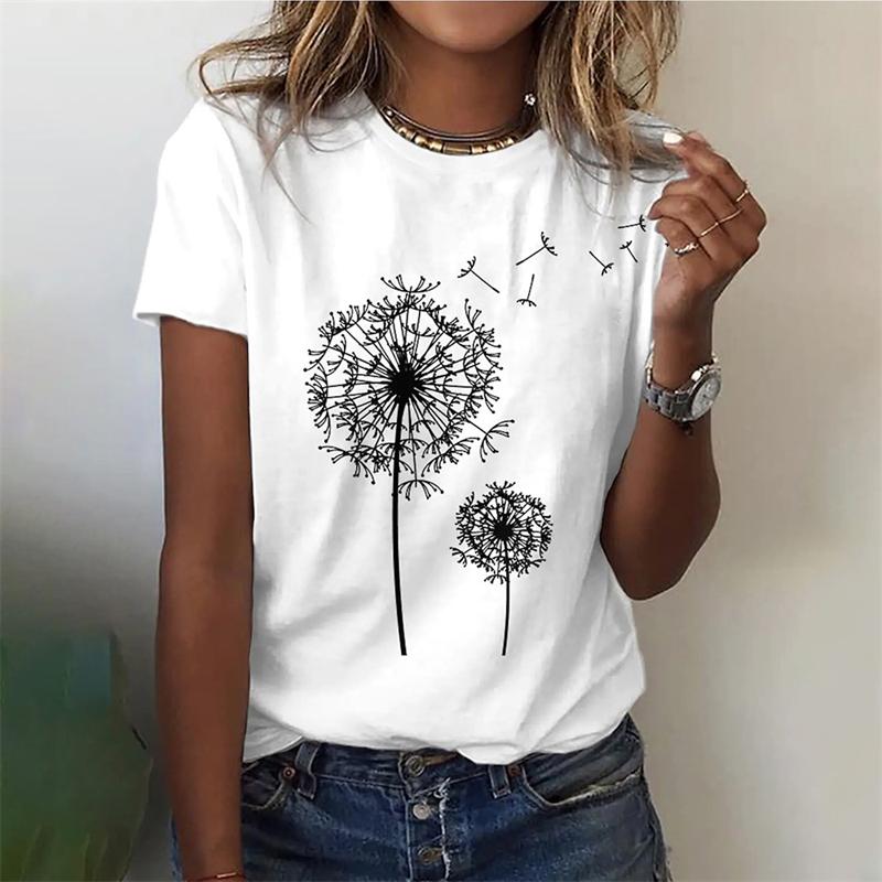 Dandelion 3d Print Cheap Clothes For Woman Female Fashion Loose Y2k Graphic T Shirts Girls Casual Harajuku Street Tshirt Tops