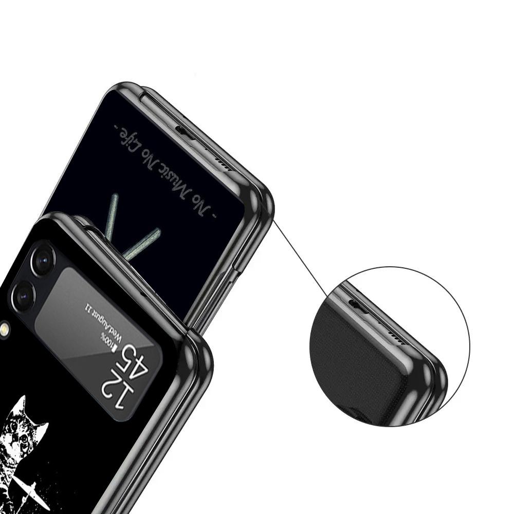 Musical Instrument Drum Rock Black Phone Case For Samsung ZFlip7 ZFlip6 ZFlip5 ZFlip4 ZFlip3 5G Hard Protective Galaxy Z Flip 3