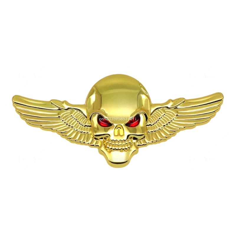 

3D Skull Wing Metal Car Sticker Skull Emblems Badge Car Motorbike Decals Sticker S