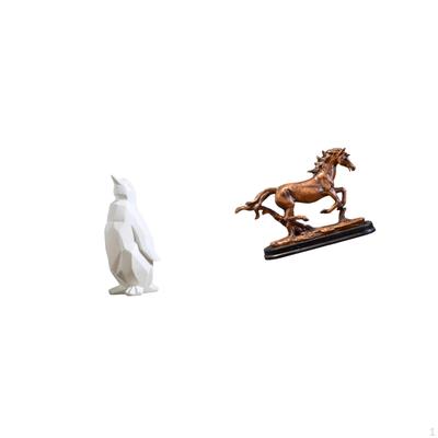Penguin Horse Sculpture Figurine Collectable Craft Decorative Ornament Resin Animal Statue Artwork