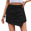 Yiyi Women's Summer Textured Solid Color Skort with Irregular Hem