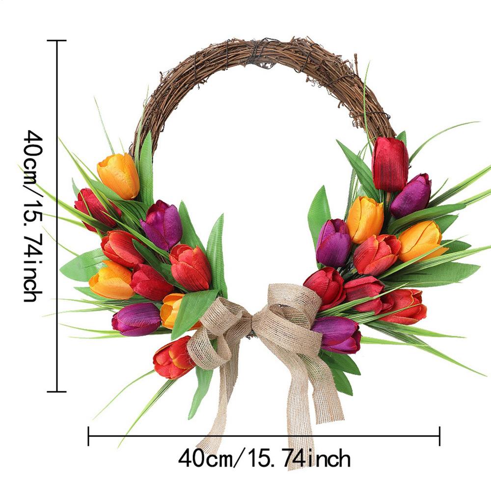 Spring Wreath Artificial Floral Decor Spring Flower Wreath for Living Room Bedroom Indoor Outdoor Home Window Wall Wedding