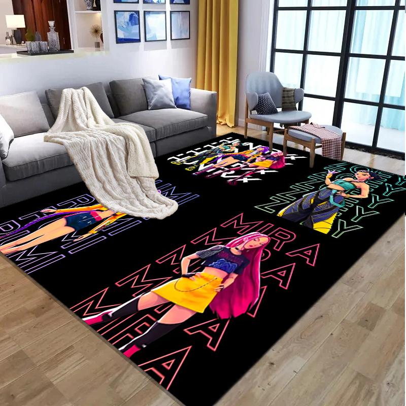KPop Demon Hunters Pattern Rug, Indoor/Outdoor Mat, for Picnic, Gameroom, Bedroom, Office, Living Room, Home Decor Carpet, Birthday Gift