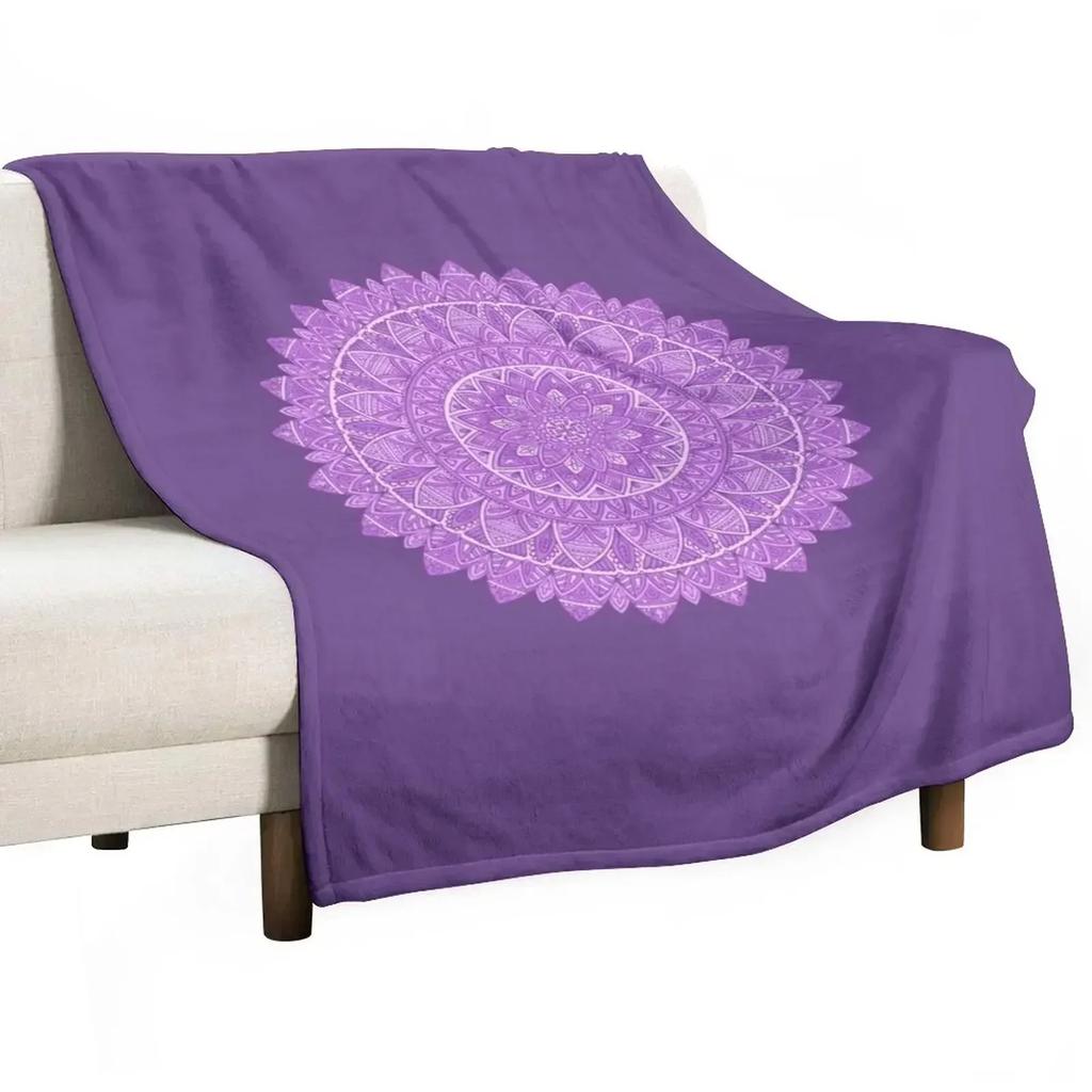 Lila Mandala Überwurfdecke Plüsch Flauschig Gemütliche Decke für Couch Sofa