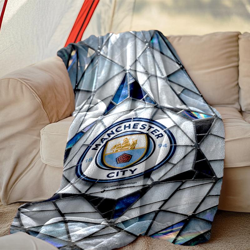 1pc Comfortable Home Print Throw Blanket, Manchester United Manchester City Blanket For Bed and Sofa Use, Special Present For Family