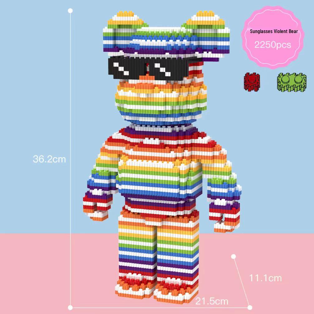 Girls' Compatible Lego: Violent Bear Building Block Series - Educational Micro-Block Interlocking Toys & Gifts