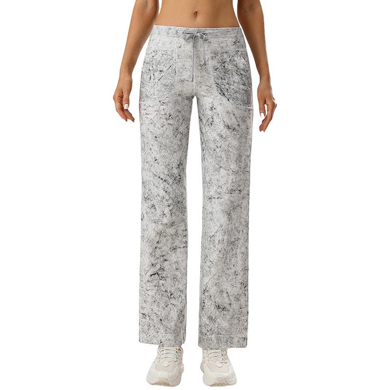 

Брюки для йоги из чистого хлопка с высокой посадкой и широкими штанинами для женщин - Повседневный драпированный дизайн с прямыми штанинами, Идеальны для бега, тренировок и спорта. Medium темно-серого