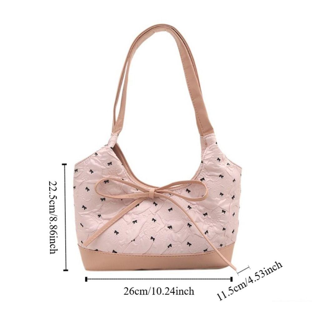 Y2K Bow Ribbon Shoulder Bag Sweet Tote Bag Trendy Armpit Bag  Female