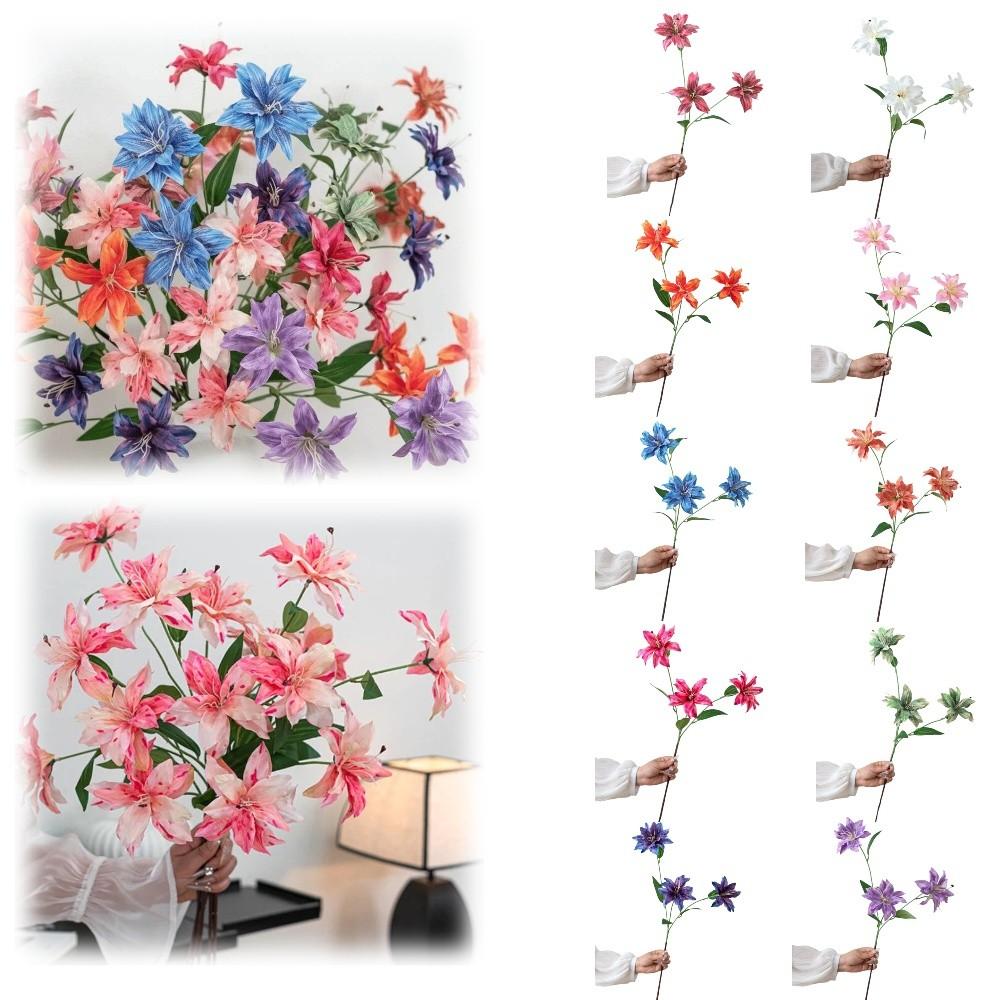 86cm Height Artifiical Flower Branch Flexible Stems Lily Fake Flower  Desktop Ornament