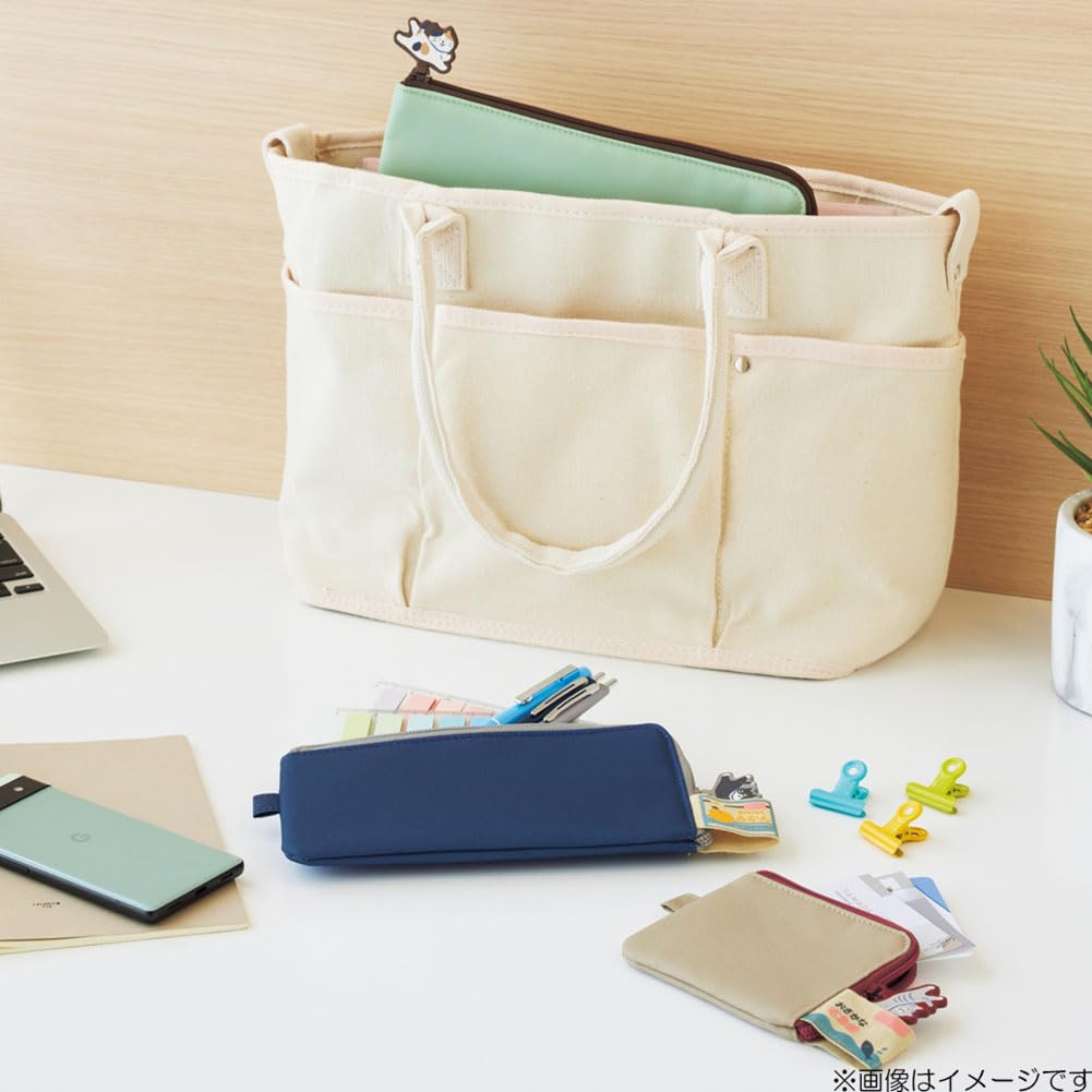 LIHIT LAB Nyan Scene Cat Flat Pouch A5 Charcoal Black A2222-24