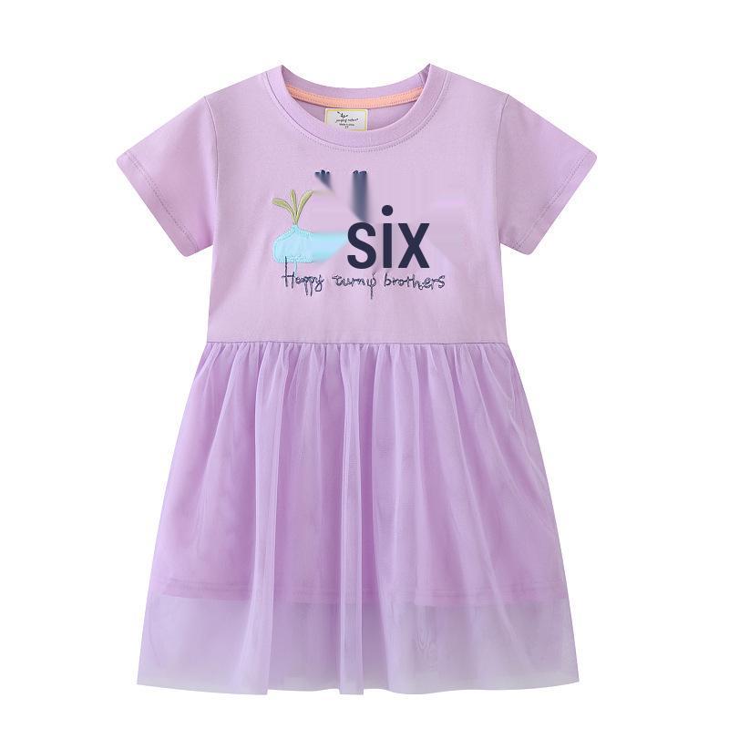 

Girls Princess Dress 2025: Cute Spring/Summer Short Sleeve with Mesh Skirt 4T (Height 95-100cm)