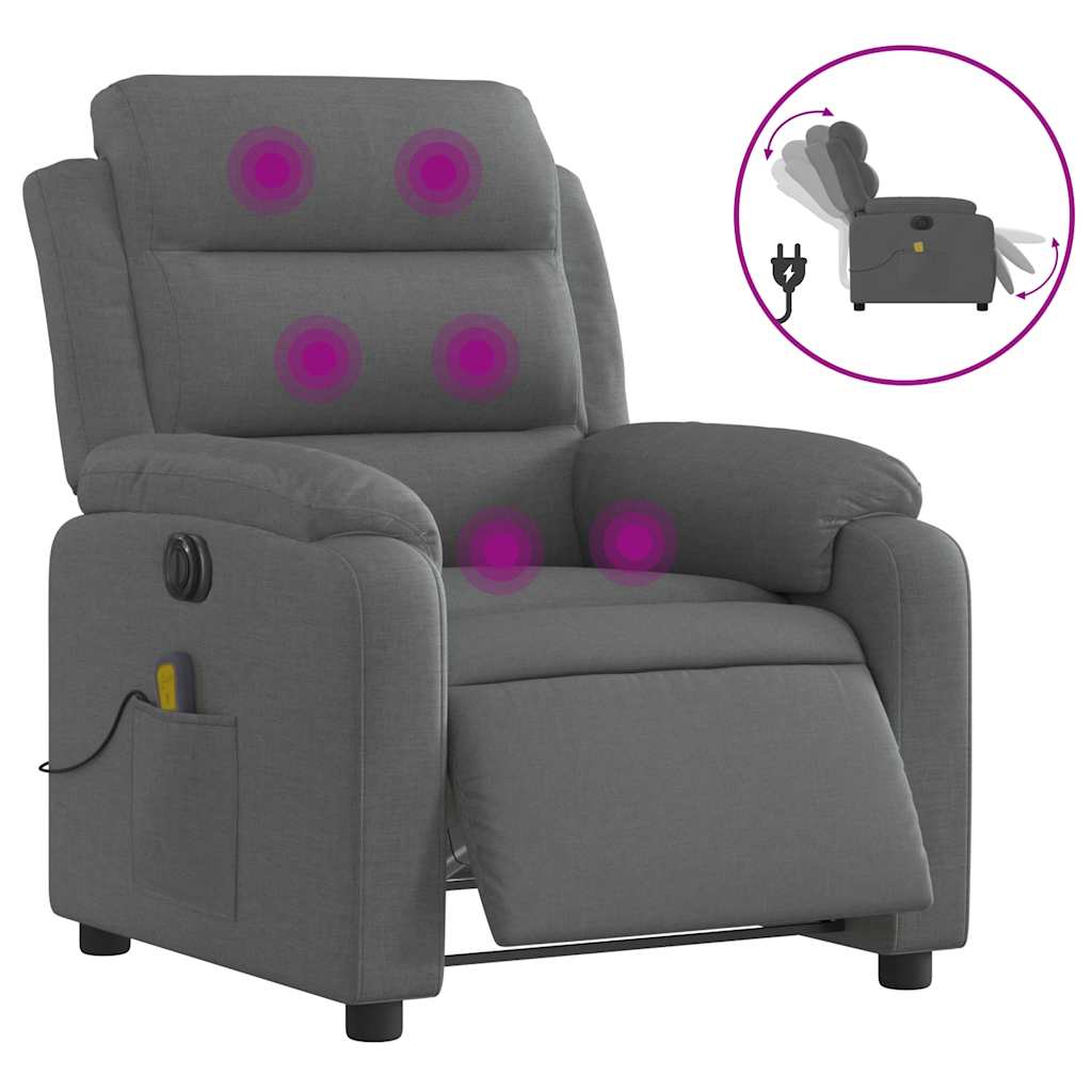Vidaxl Reclining Massage Chair, Electric, Dark Grey, Fabric
