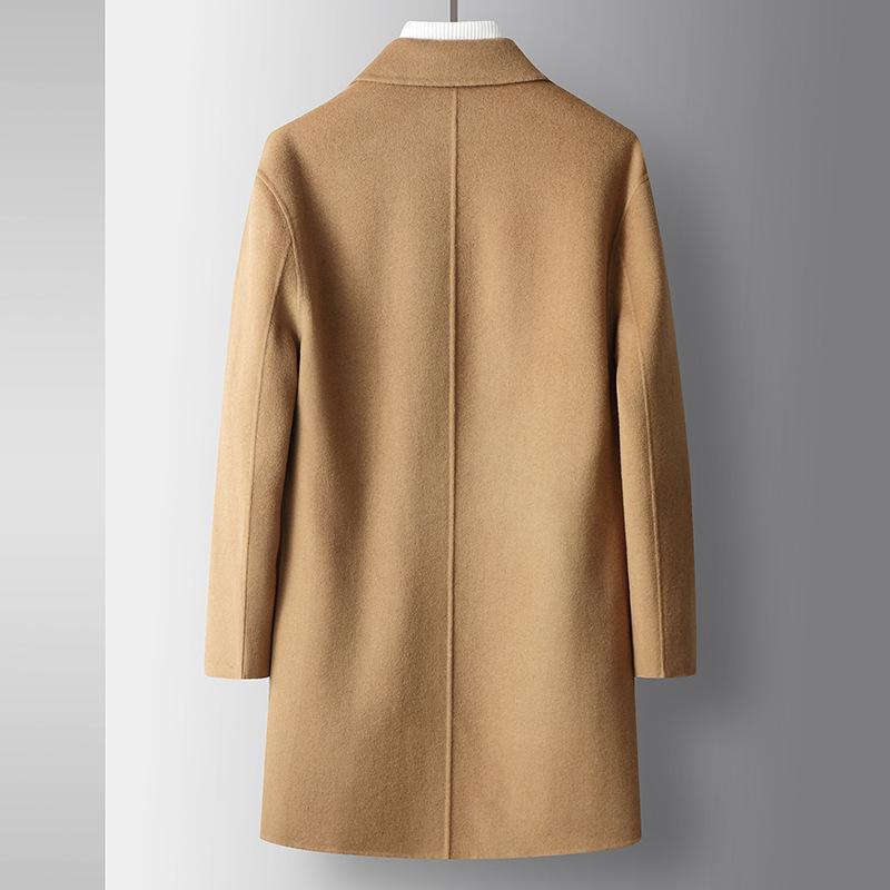 New Autumn and Winter Handmade Double-sided Wool Coat Solid Color Double-breasted Medium and Long Trench Coat