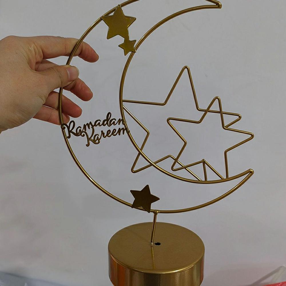 Creative Moon Shape Iron Art Table Lamp Battery Powered Copper Wire Night Light Bedroom Decor