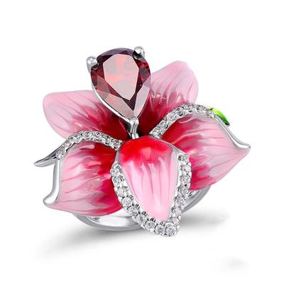 Originality Women Trendy Flower Vine Leaf Pink Charming Size 6-10 Party Rings for Women Gifts