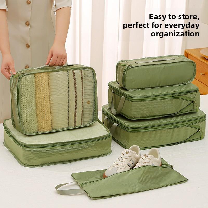Travel Storage Bag Set With Waterproof Polyester Material For Packing And Organizing