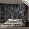 Arazzo 2D Pietra Grigio Nero, Appeso a Parete con Texture Rocciosa per Decorazione della Stanza
