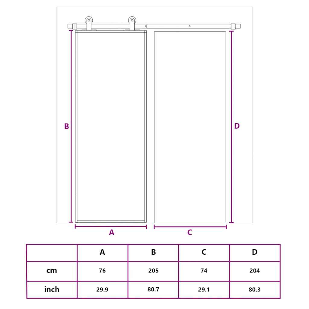 Sliding Door Gold 76x205 Cm Tempered Clear Glass and Aluminium