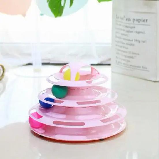 4 Levels Cat Disc Toys Training Amusement Plate Interactive Tower Tracks Cat Intelligence Curious Ball Quadruple Disc Tumble