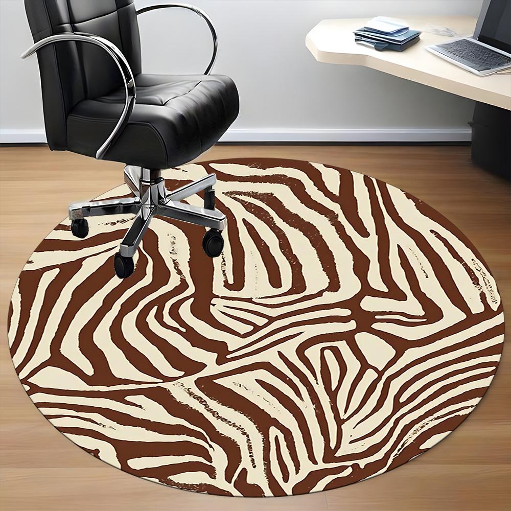 1pc Zebra Print Office Round Area Rug, Indoor Mat Suitable ForOffice, Under Office Chairs Bedroom Living Room Home Decor, Room Decot142