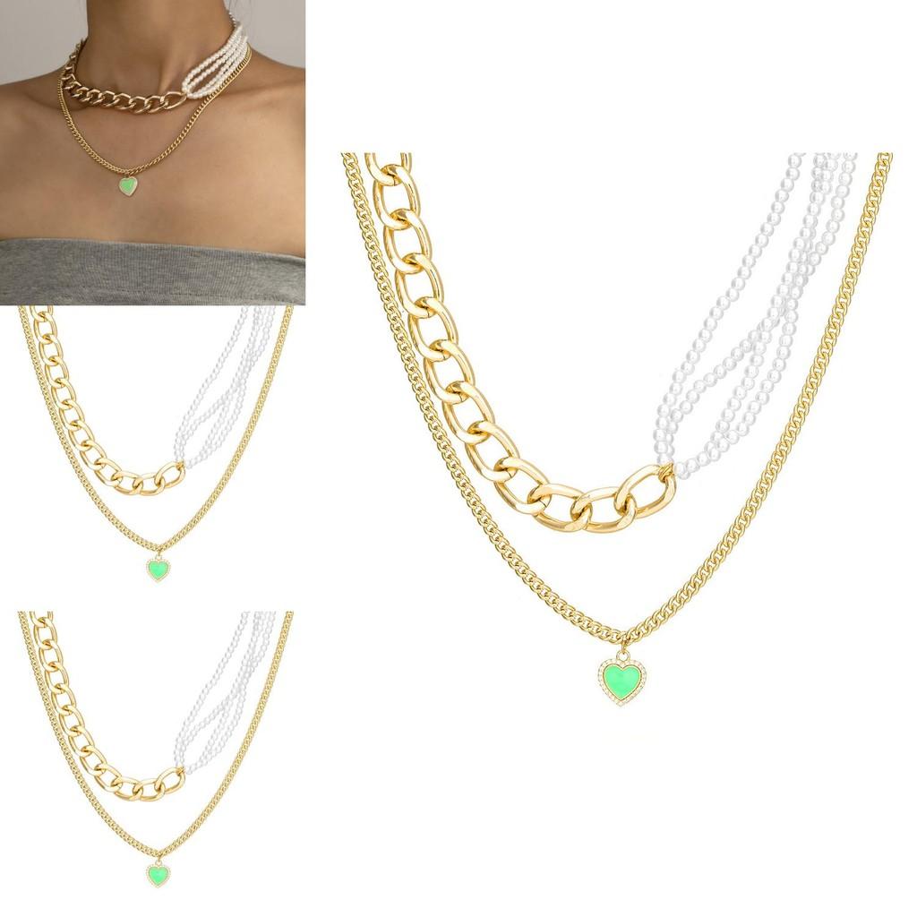Elegant Heart Shaped Layered Pearl Chain Necklace For Women Stylish Fashion Jewelry