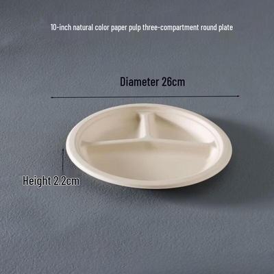 Disposable 3-Compartment Round Paper Plates