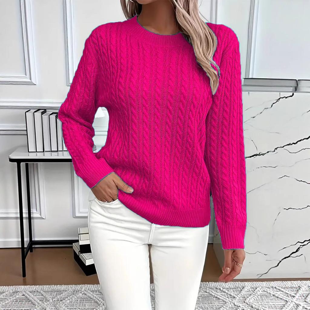 Round Neck, Fried Dough Twists Thickened Knitwear, Female, Autumn and Winter 2025 New Style, Knitwear, Solid Color Top, Base Sweater