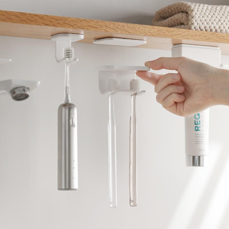Selbstklebender, abnehmbarer Zahnbürstenhalter für die Wandmontage auf der Badezimmerarbeitsplatte, Aufbewahrungshaken aus Kunststoff für elektrische Zahnbürsten