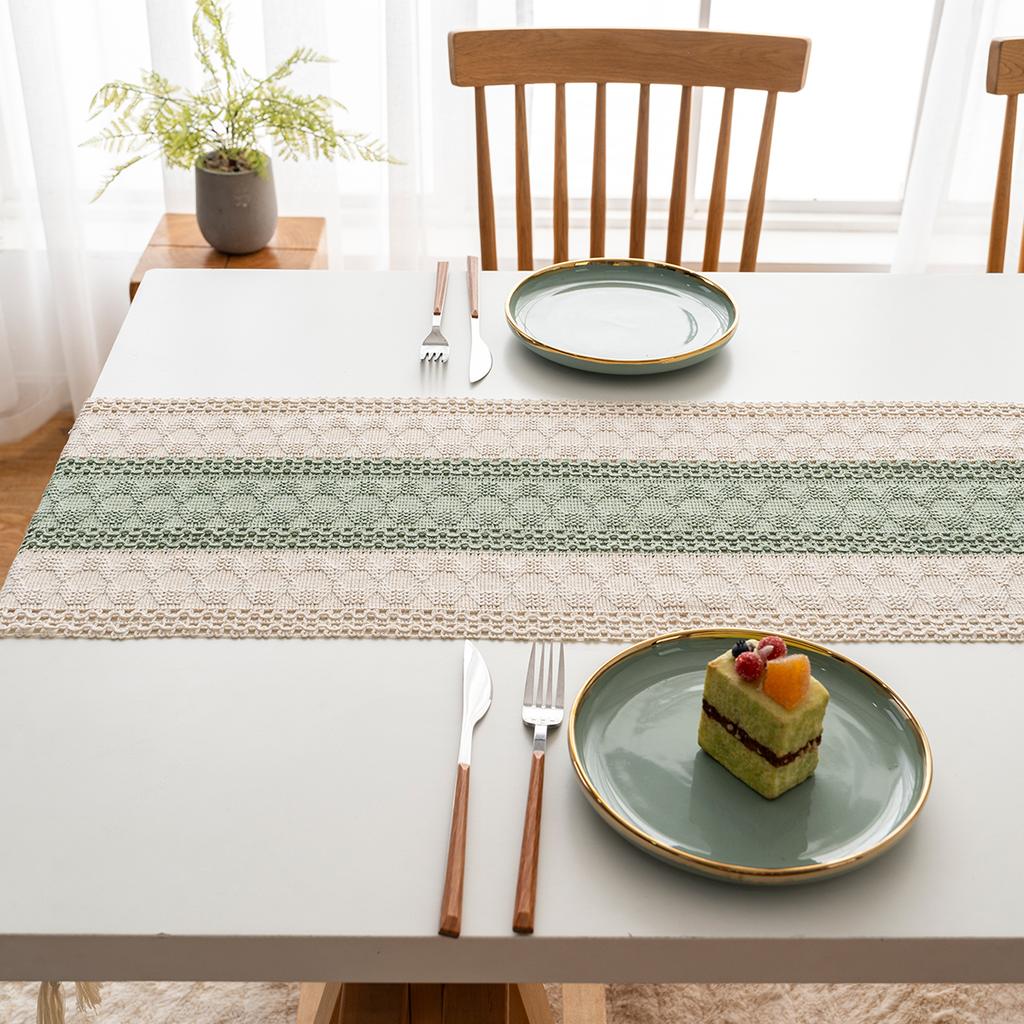 Boho Rustykalne Wesele Wieczór Panieński Kolacja Bawełniano-lniany Bieżnik na Stół