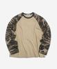 POLYGRAM Camo Oversized Raglan Long Sleeve T-Shirt - Beige