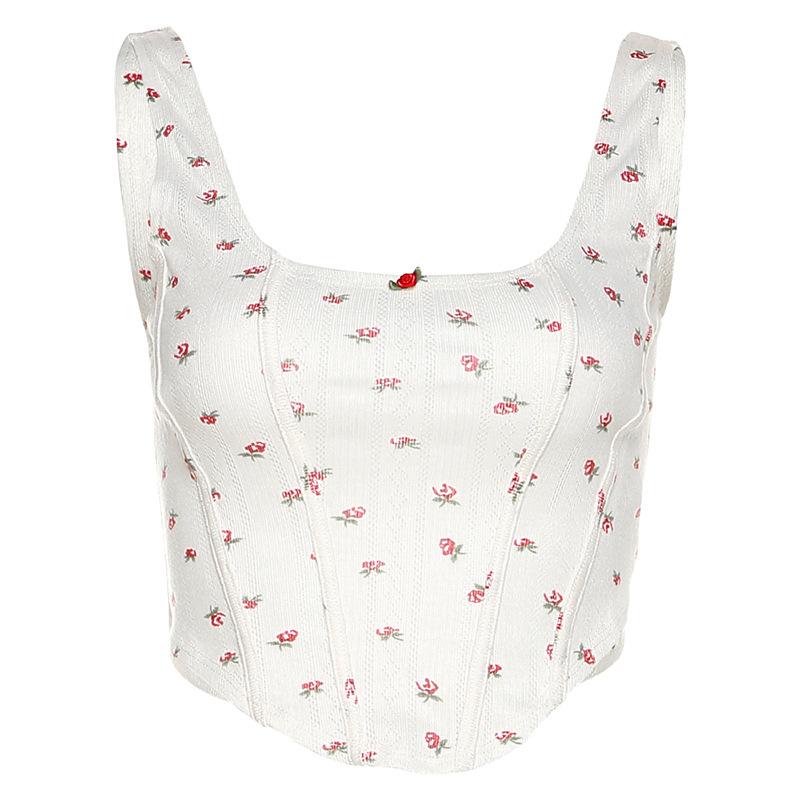 Spring and Summer New Women's Fashion Suspenders Printed Small Vest Slim Hip Skirt Suit Women