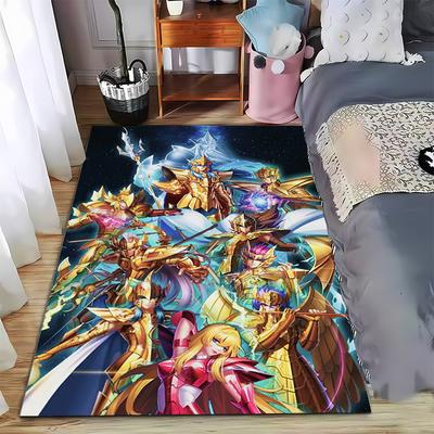 Golden Armored Warriors Pattern Carpet with Cosmic Fantasy Design Suitable for Use As an Anti-slip for Living Room Bedroom Sofas