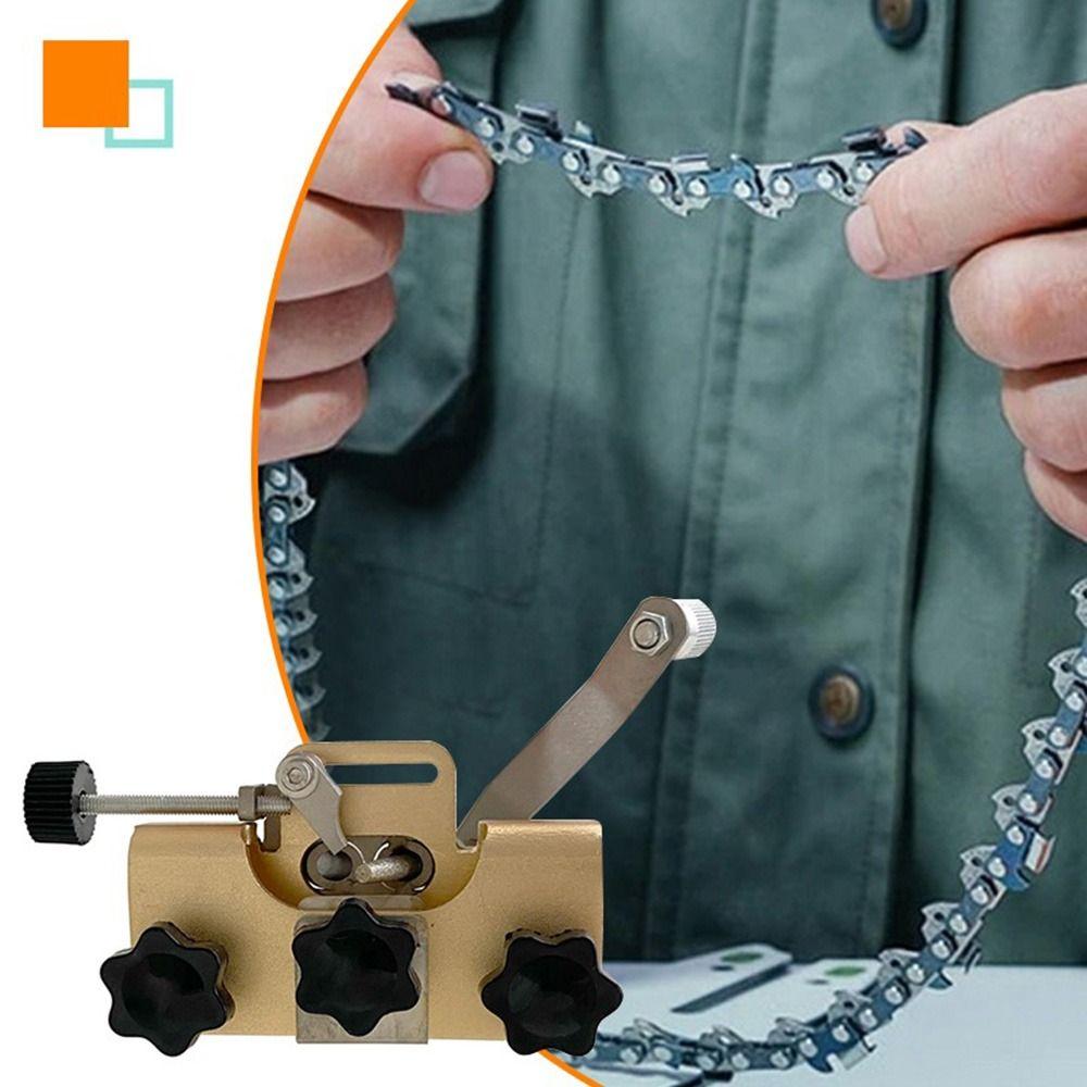 

Portable Woodworking Chainsaw Sharpeners Manual Handheld Chain Sharpening Kit Durable with 3 Grinding Head Black
