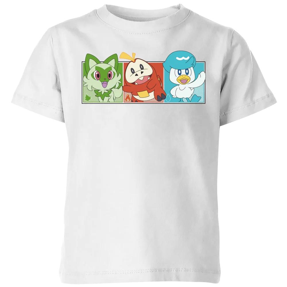 Pokémon 1st Starters Panels Kids  T-Shirt - White - 3-4 Years 100