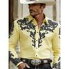Camicia da uomo stile Western Cowboy, Stampa Fashion, Manica Lunga, Collo a revers Retro, Vestibilità Slim, Camicia Casual da Esterno, Taglie XS-6XL, 21 Colori